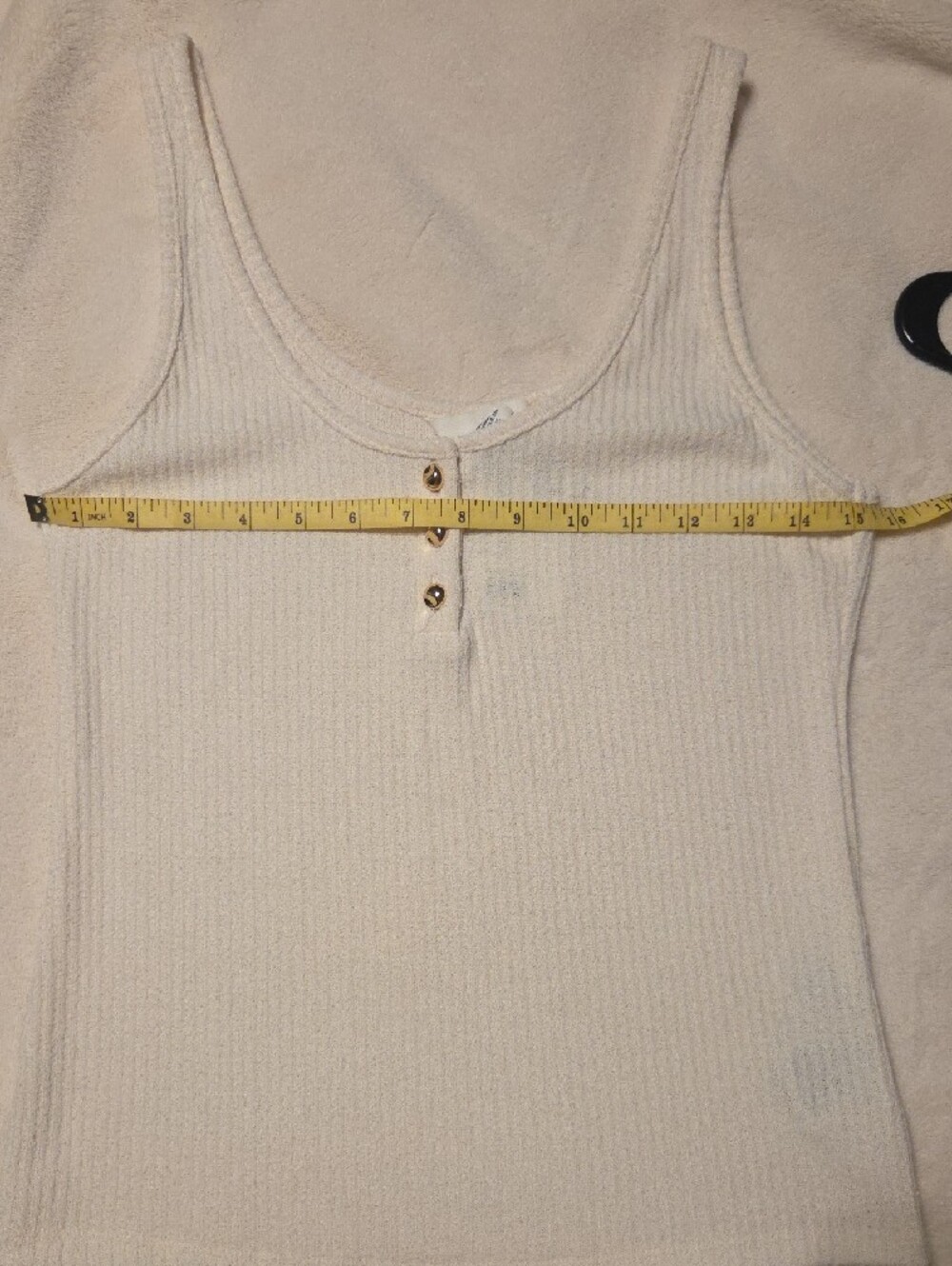 H&M Cream Ribbed Tank with Buttons - Picture 5 of 6